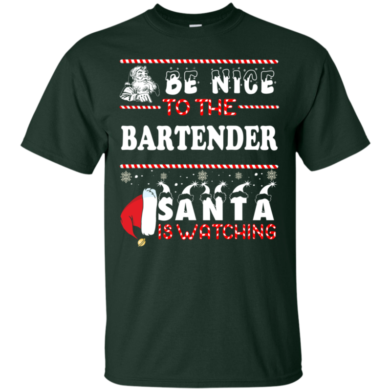 Be Nice To The Bartender Santa Is Watching Ugly Christmas Sweater