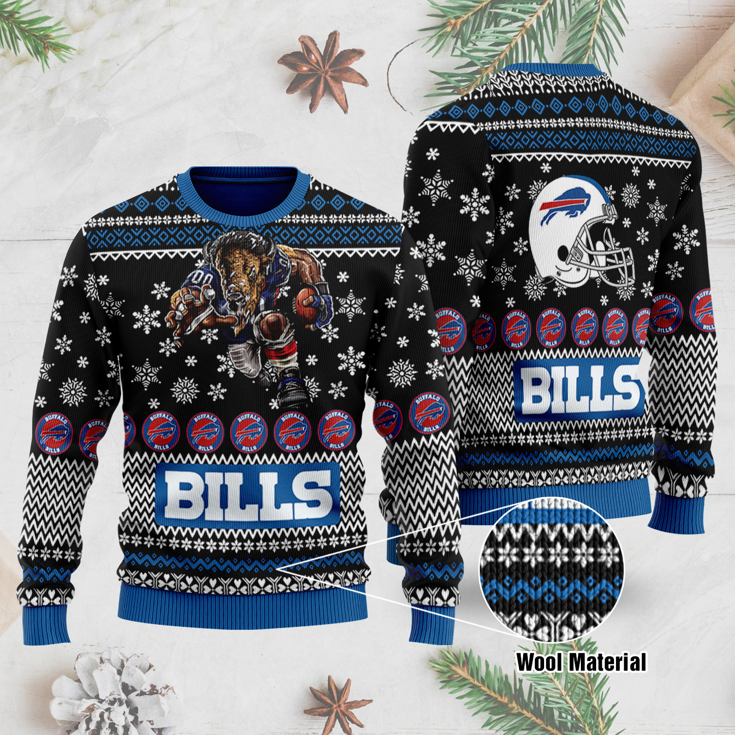 buffalo bills xmas sweater