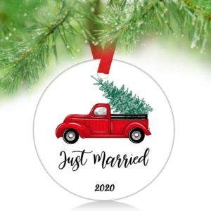 First Christmas2020 Just Married Wedding Car Christmas Newlywed Ornament