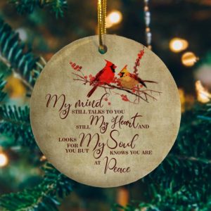 Red Cardinal Bird My Mind Still Talk to You Decorative Christmas Ornament – Funny Holiday Gift
