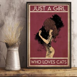 Black Cat Just A Girl Who Loves Cats Vintage Poster, Canvas