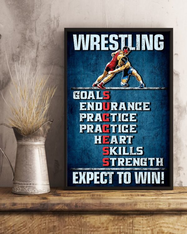 Wrestling Goals Skills Strength Expect To Win Vintage Poster, Canvas