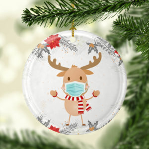 Reindeer Wearing A Face Mask Decorative Christmas Ornament