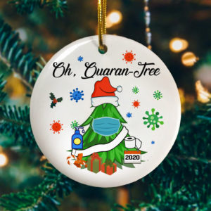 Oh Quaran-Tree 2020 Christmas Quarantine Tree Xmas Circle Ornament – Cool 2020 Christmas Quarantine Keepsake White Circle Ornament