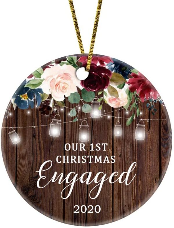 Our First Christmas Engaged 2020 Mr & Mrs Newlywed Decoration Romantic Couples Ornament