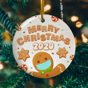 Merry Christmas Funny Gingerbread Wearing Mask Circle Christmas Tree Ornament Keepsake Ornament