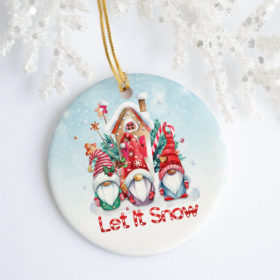 Let It Snow Cute Gnome Decorative Christmas Ornament - Funny Holiday Gift