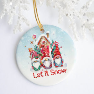 Let It Snow Cute Gnome Decorative Christmas Ornament – Funny Holiday Gift