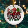 Funny Gnomes Let It Snow Saying Ornament - Forest Gnomes Christmas Is Coming Decorative Christmas Ornament - Funny Holiday Gift