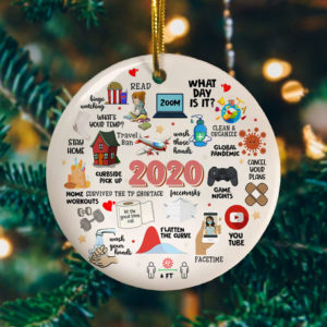Quarantine Christmas 2020 Circle Christmas Tree Decorative Christmas Ornament – Funny Holiday Gift