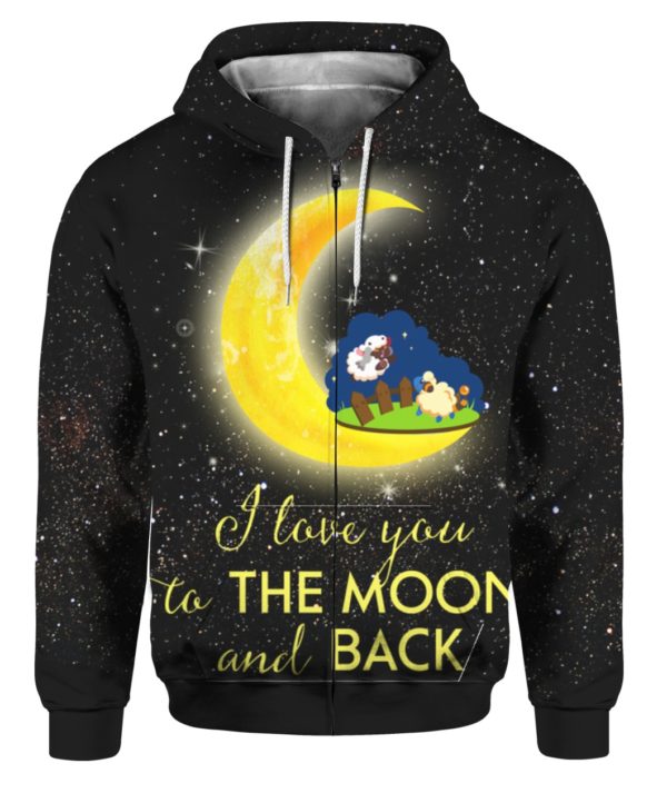 Cute Sheep I Love You To The Moon And Back 3D Ugly Sweater Hoodie