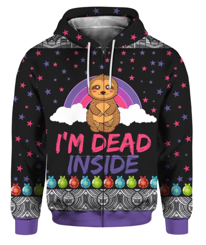 Sloth I’m Dead Inside 3D Ugly Christmas Sweater Hoodie