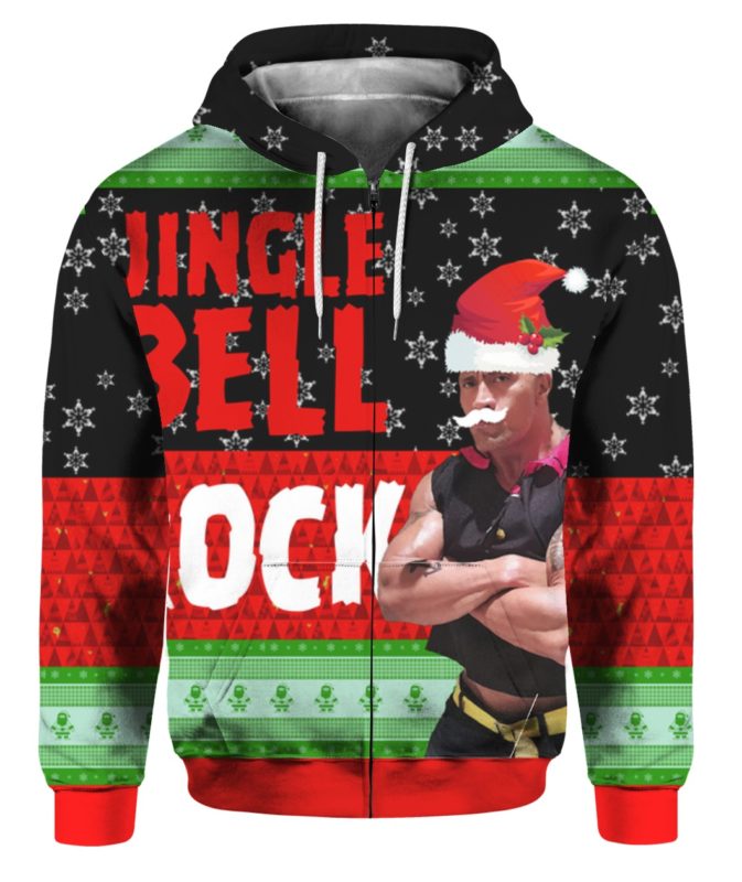 The Rock Jingle Bell Rock 3D Ugly Christmas Sweater Hoodie