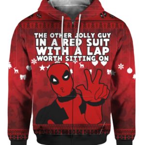 Deadpool The Other Jolly Guy in a Red Suit 3D Ugly Sweater Hoodie