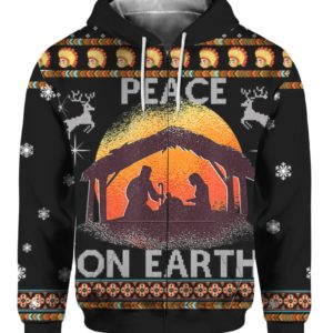 Nativity Jesus Peace On Earth 3D Ugly Christmas Sweater Hoodie