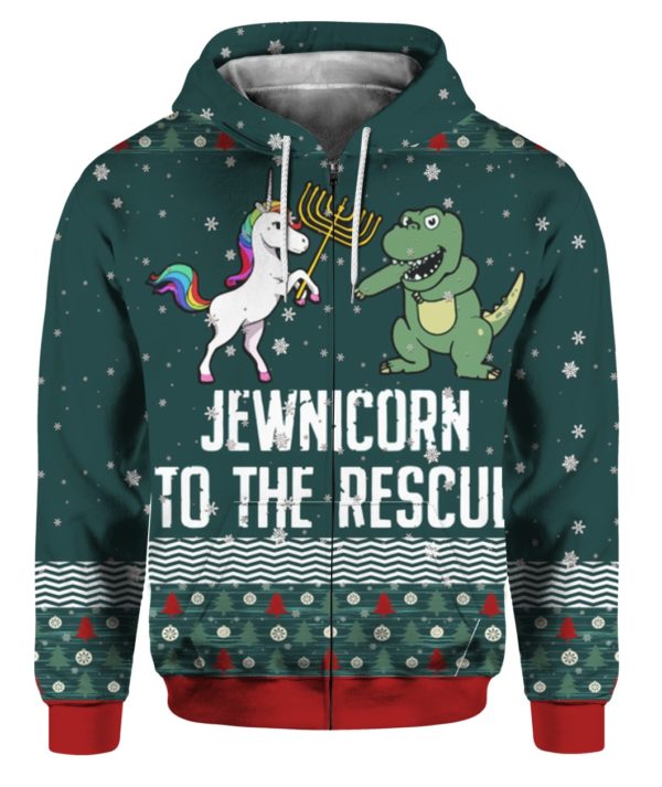 Jewnicorn To The Rescue 3D Ugly Christmas Sweater Hoodie