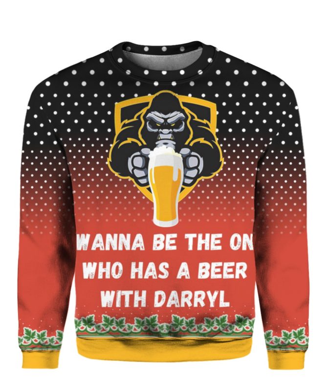 Bigfoot I Wanna Be The One Who Has A Beer With Darryl 3D Ugly Christmas Sweater Hoodie