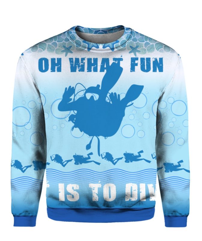 Oh What Fun It Is To Dive 3D Ugly Christmas Sweater Hoodie