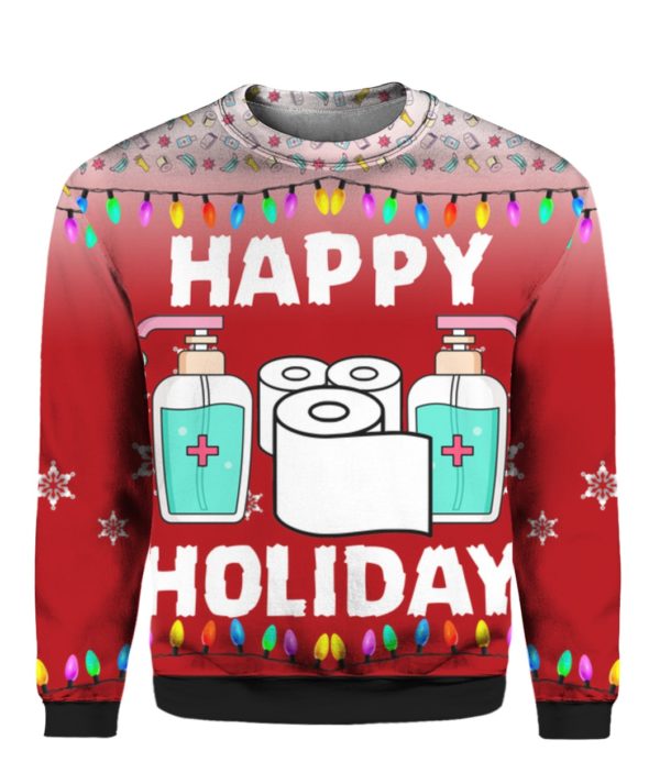 Happy Holidays Toilet Paper Hand Sanitizer 3D Ugly Christmas Sweater Hoodie