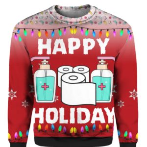 Happy Holidays Toilet Paper Hand Sanitizer 3D Ugly Christmas Sweater Hoodie