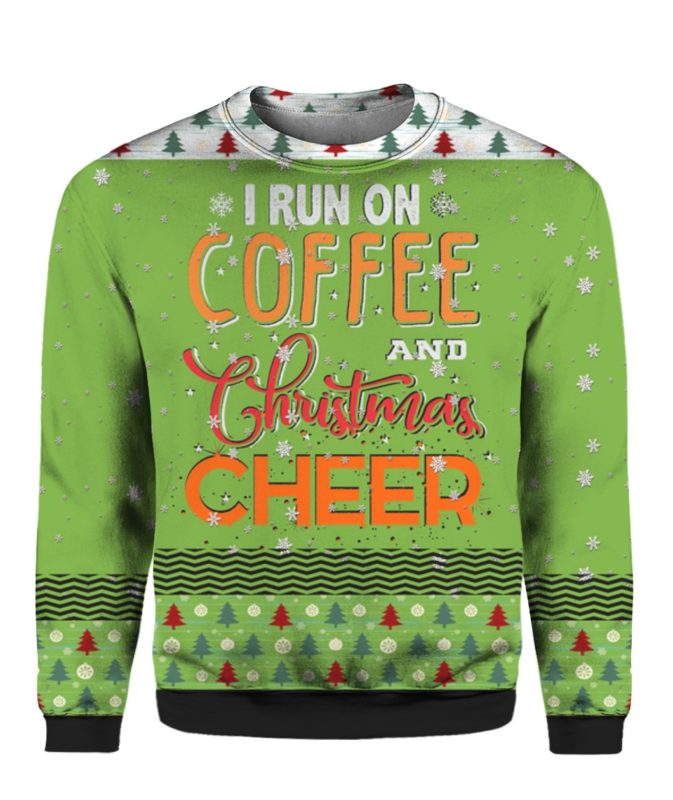 Running on Caffeine And Christmas Cheer 3D Ugly Christmas Sweater Hoodie