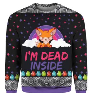 Fox I'm Dead Inside 3D Ugly Christmas Sweater Hoodie