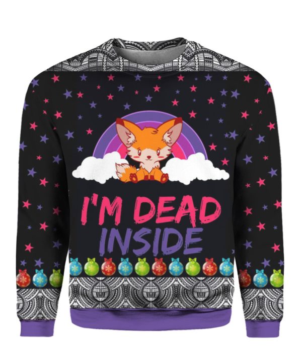 Fox I’m Dead Inside 3D Ugly Christmas Sweater Hoodie