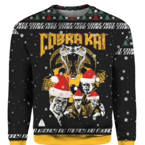 Cobra Kai Strike First Strike Fast No Mercy 3D Ugly Christmas Sweater Hoodie