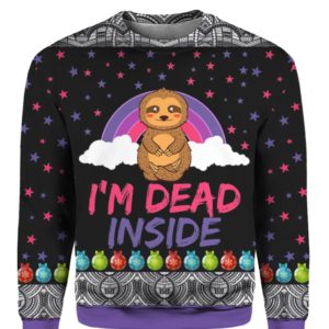 Sloth I'm Dead Inside 3D Ugly Christmas Sweater Hoodie