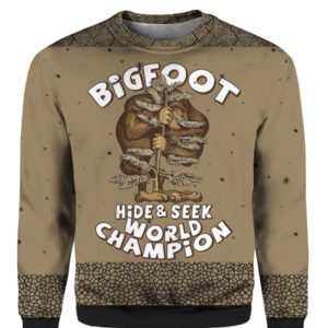 Bigfoot Hide And Seek Champion 3D Ugly Sweater Hoodie
