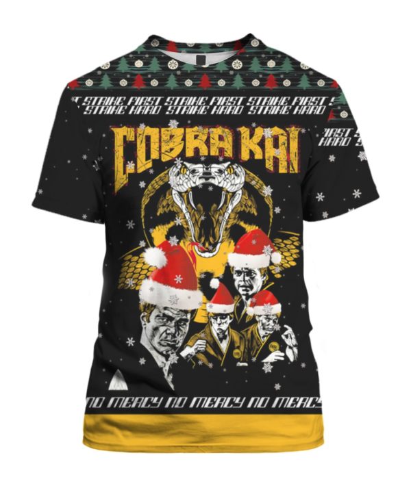 Cobra Kai Strike First Strike Fast No Mercy 3D Ugly Christmas Sweater Hoodie