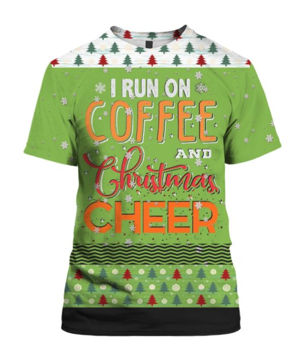 Running on Caffeine And Christmas Cheer 3D Ugly Christmas Sweater Hoodie