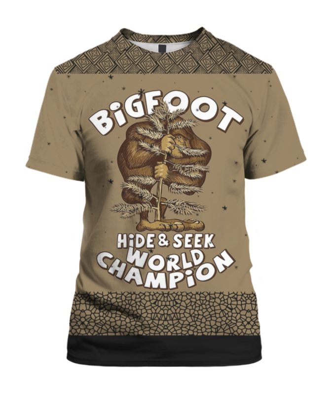 Bigfoot Hide And Seek Champion 3D Ugly Sweater Hoodie