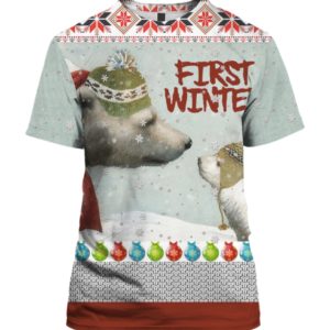First Winter Polar Bears 3D Ugly Christmas Sweater Hoodie