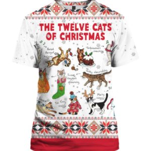 The Twelve Cats of Christmas 3D Ugly Christmas Sweater Hoodie