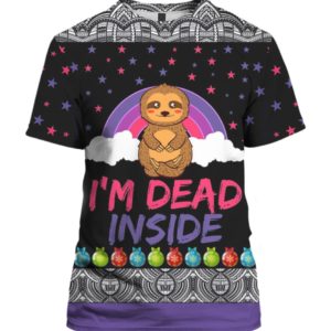Sloth I'm Dead Inside 3D Ugly Christmas Sweater Hoodie