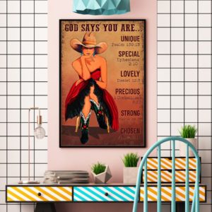 God Says You Are Unique Special Lovely Precious Vintage Poster, Canvas