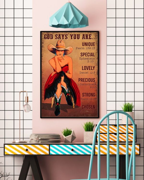 God Says You Are Unique Special Lovely Precious Vintage Poster, Canvas