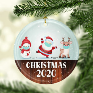 Funny 6 Feet Social Distance Merry Christmas Ornament – Cool Santas Gift 2020 Decorative Christmas Ornament – Funny Holiday Gift