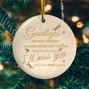 Dragonfly Goodbyes Are Not Forever Decorative Ornament – Funny Holiday Gift