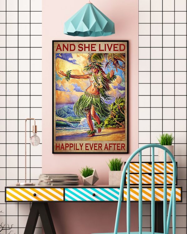 And She Lived Happily Ever After Hawaii Girl Vintage Poster, Canvas