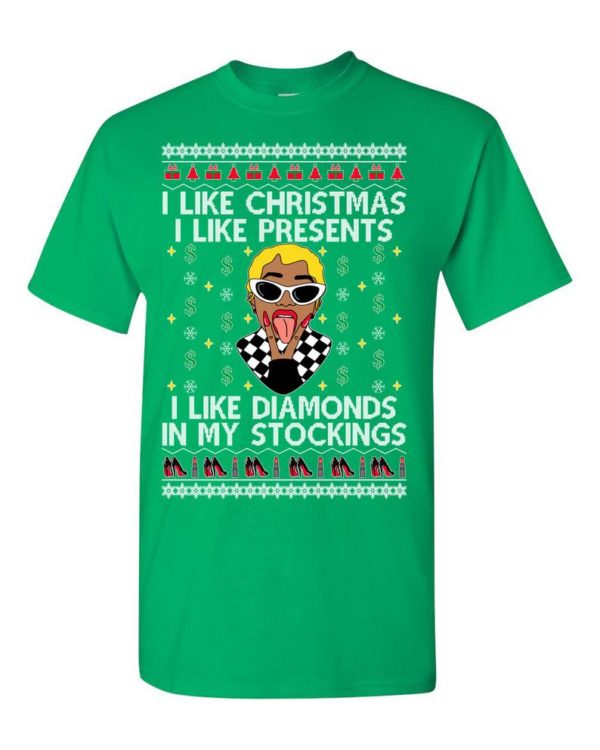 Cardi B I Like Christmas I Like Presents I Like Diamonds in my Stocking Ugly Christmas Sweater