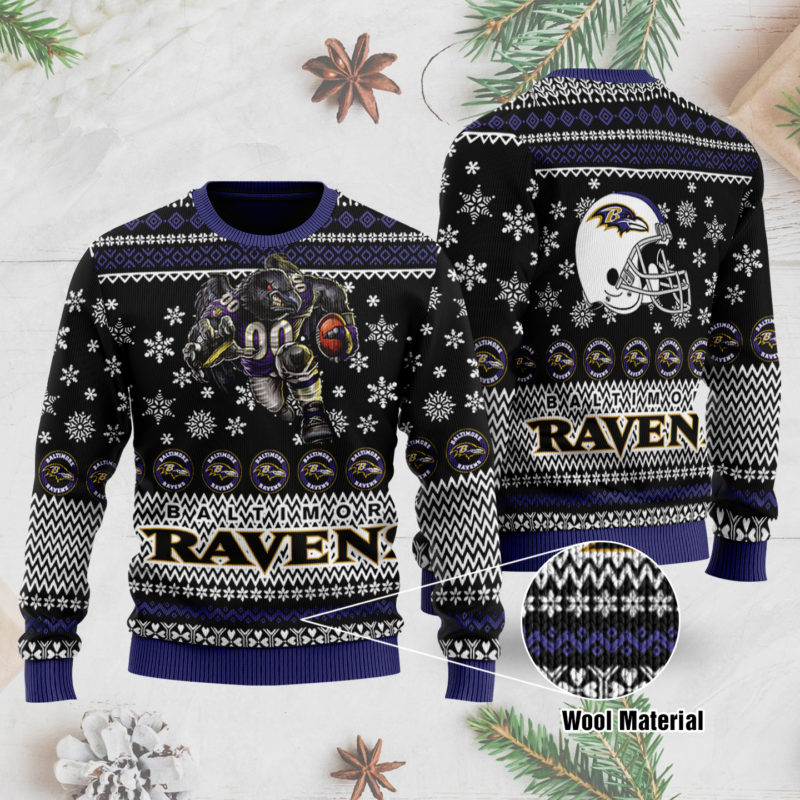 Baltimore Ravens 3D Printed Ugly Christmas Sweater