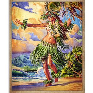And She Lived Happily Ever After Hawaii Girl Vintage Poster, Canvas