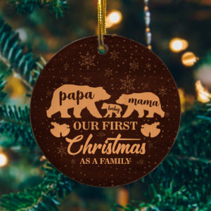 Mama Papa Baby Bear Christmas Ornament 2020 – Our First Christmas As A Family Of Three Ornament