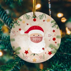 Santa Wearing A Face Mask Decorative Christmas Ornament – Funny Holiday Gift