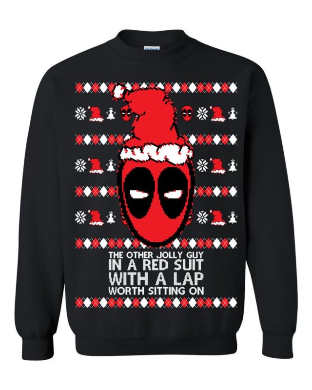 Funny Deadpool The Orther Jolly Guy In A Red Suit With A Lap Worth Sitting On Ugly Christmas Sweater