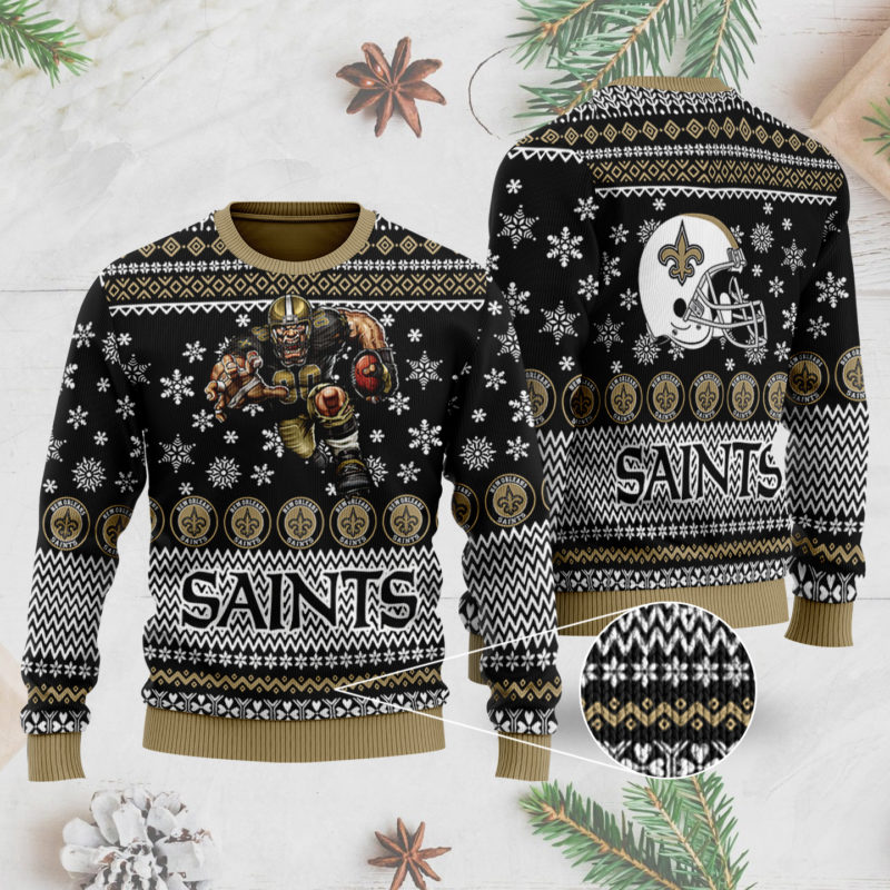 New Orleans Saints Ugly Christmas Sweater 3D