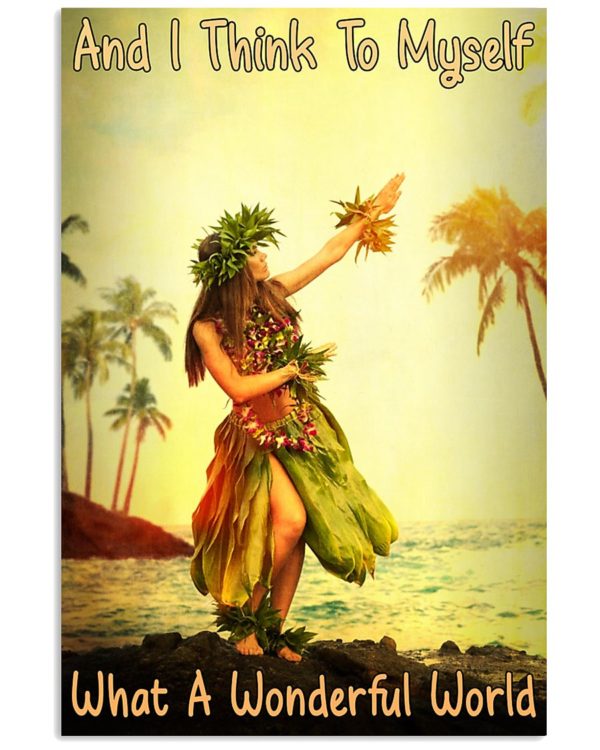 And I Think To Myself What A Wonderful World Hawaii Girl Vintage Poster, Canvas