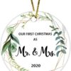 Our First Christmas as Mr & Mrs Couple Married Wedding Decoration Christmas Engaged Ornament 2020